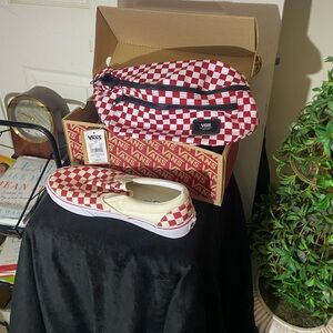 Vans slip on sneakers and Fanny pack